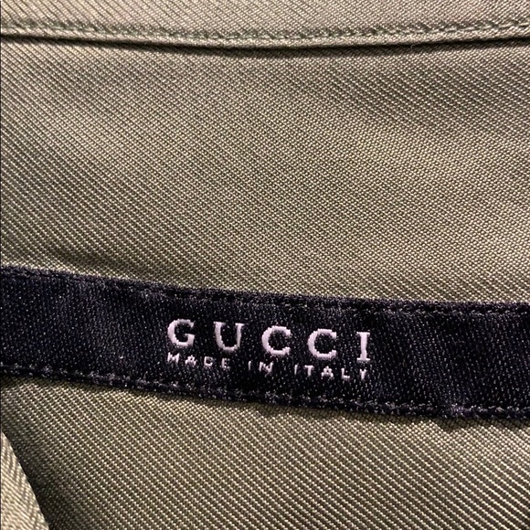 Authentic men’s Gucci military green silk shirt - Picture 3 of 6